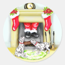 Dalmation Christmas Santa Drops In stickers