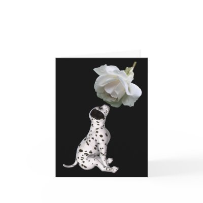 Dalmation Puppy And White Rose Note Card by SmilinEyesTreasures