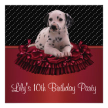 Dalmation Puppy Girls10th Birthday Party Announcements