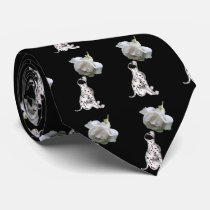 Dalmation Puppy White Rose Digital Art Neck Tie by SmilinEyesTreasures Dalmation Puppy White Rose Digital Art Neck Tie