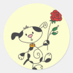 Dalmation With Rose Tshirts and Gifts Round Stickers