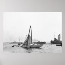 Damaged Racing Yacht, 1899 Poster
