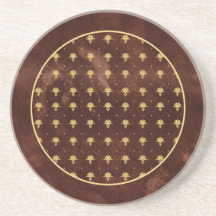Damasco antiguo elegante de Brown y del oro Posavasos Para Bebidas