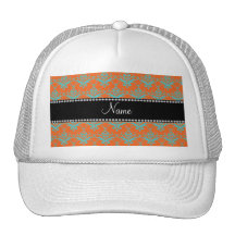 Damasco azul anaranjado conocido personalizado gorro