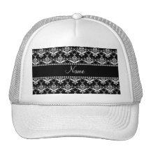 Damasco blanco y negro conocido personalizado gorros  