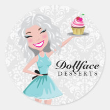 Damasco de Ivorie de 311 postres de Dollface Pegatina Redonda