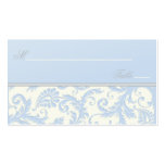 Damasco de marfil y azul Placecards Plantilla De Tarjeta De Negocio