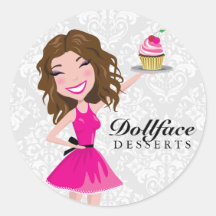 Damasco del brownie de 311 postres de Dollface Etiqueta Redonda