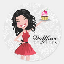 Damasco del indie de 311 postres de Dollface Etiquetas Redondas
