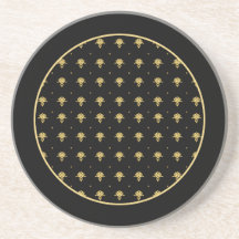 Damasco elegante del negro y del oro posavasos manualidades