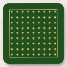 Damasco elegante del verde y del oro posavaso