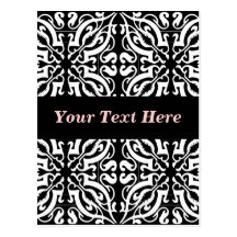 Damask 1 (black & white) post card