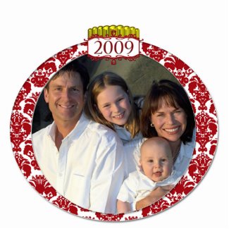 Damask 2009 Family Photo Christmas Ornament photosculpture