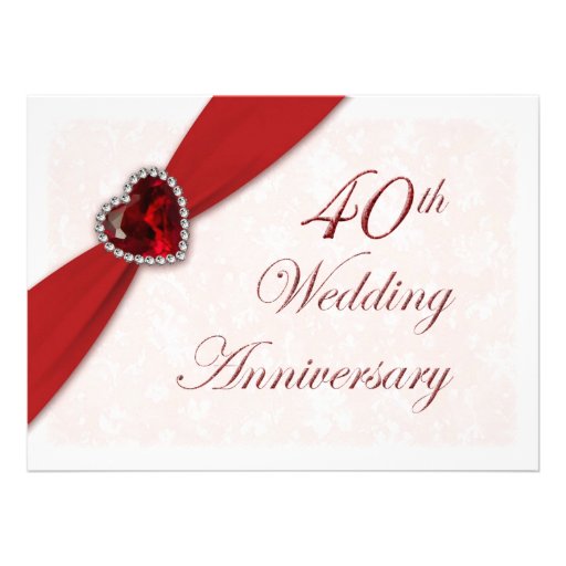 Damask 40th Wedding Anniversary Invitation (front side)