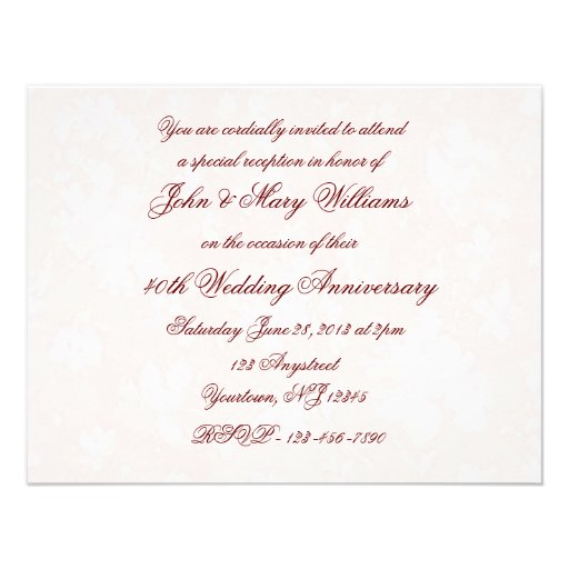 Damask 40th Wedding Anniversary Invitation