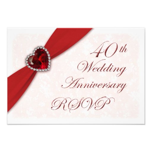 Damask 40th Wedding Anniversary Invitation (front side)