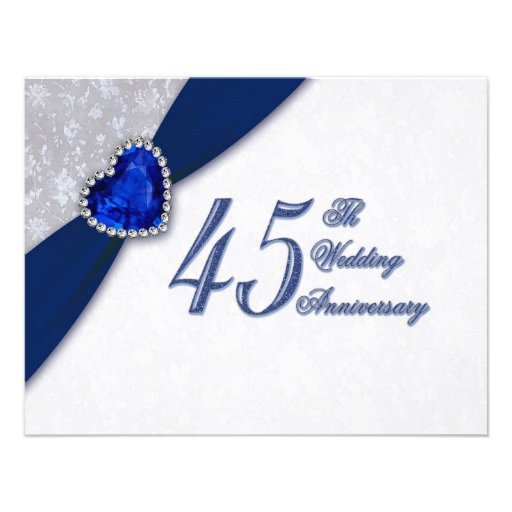 Damask 45th Wedding Anniversary Invitation