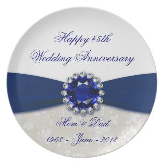 Damask 45th Wedding Anniversary Plate