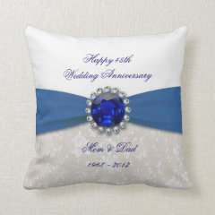 Damask 45th Wedding Anniversary Throw Pillow