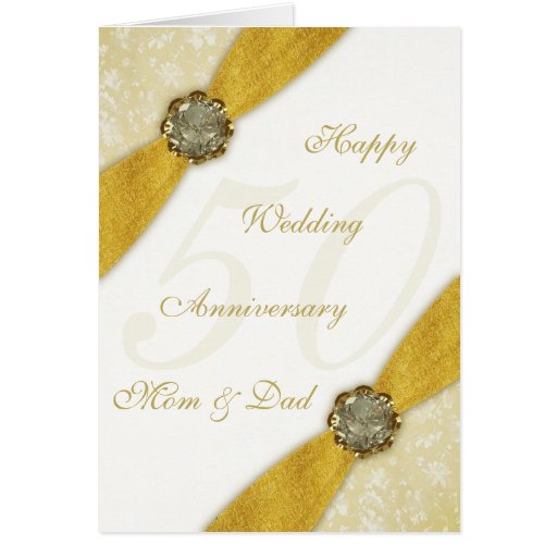 Damask 50th Wedding Anniversary Greeting Card | Zazzle