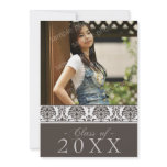 Damask 5x7 Graduation Announcement (chocolate) invitations
