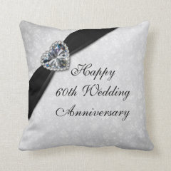 Damask 60th Wedding Anniversary Throw Pillow