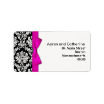 Damask Address Labels with Hot Pink Bow