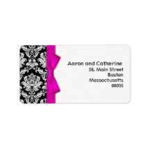 Damask Address Labels with Hot Pink Bow