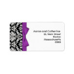 Damask Address Labels with Purple Bow