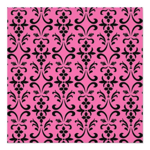 Damask and Crystals Birthday Invitation (fuchsia)