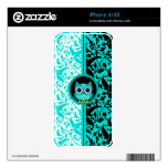 damask and cute turquoise owl iPhone 4/4S skins Skins For The iPhone 4