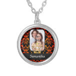 Damask and pentacle personalized necklace