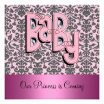 Damask and Pink Baby Shower Invitation