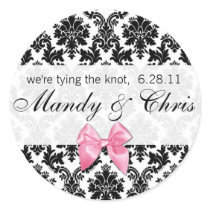 Damask and Pink Bow stickers