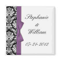 Damask and Purple Bow Fridge Magnet