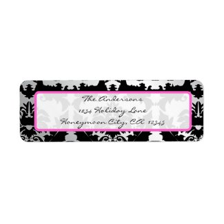 Damask Apple Green & Lapis Purple Address Label label