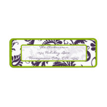 Damask Apple Green & Lapis Purple Address Label