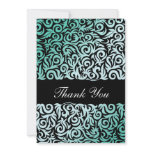 damask aqua chic Thank You cards Personalized Invitation
