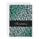 damask aqua chic  wedding Invitations