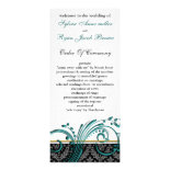 damask aqua Wedding program Custom Rack Cards