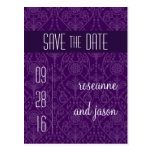 Damask Art Deco Save the Date Postcard