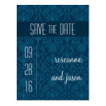 Damask Art Deco Save the Date Postcard