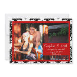 Damask B&W Red Save The Date Invitation