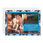 Damask B&W Turquoise Save The Date Invitation
