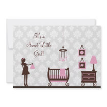 Damask Baby Shower : Girl : Invitation
