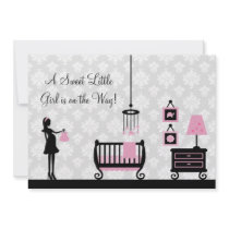 Damask Baby Shower Pink Nursery: Invitation