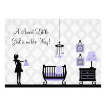 Damask Baby Shower : Purple : Invitation