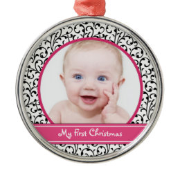 Damask Baby's First Christmas Ornament ornament