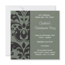damask bachelorette party personalized announcements