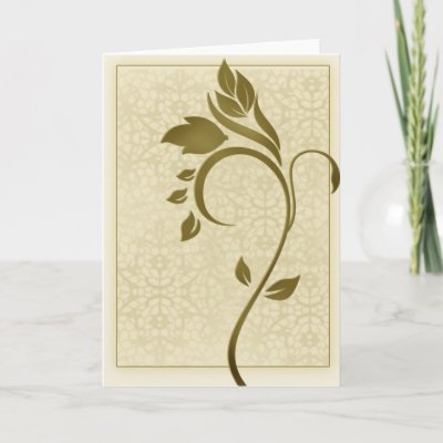 Damask background with gold leaf flower card by perfectpostage